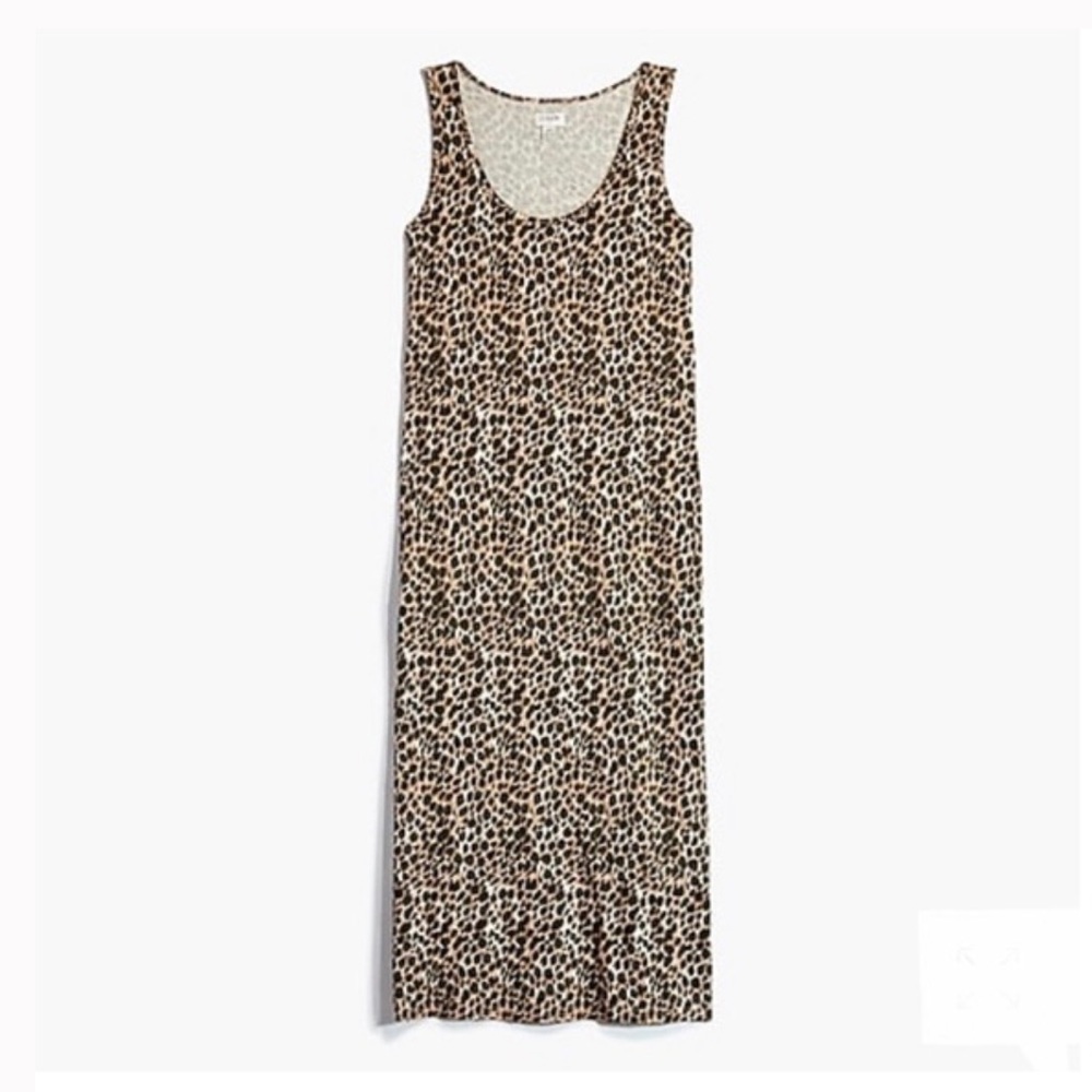 J.Crew Leopard Print Midi Dress XXS Sleeveless Cotton Fitted Casual Summer Dress - Picture 5 of 9